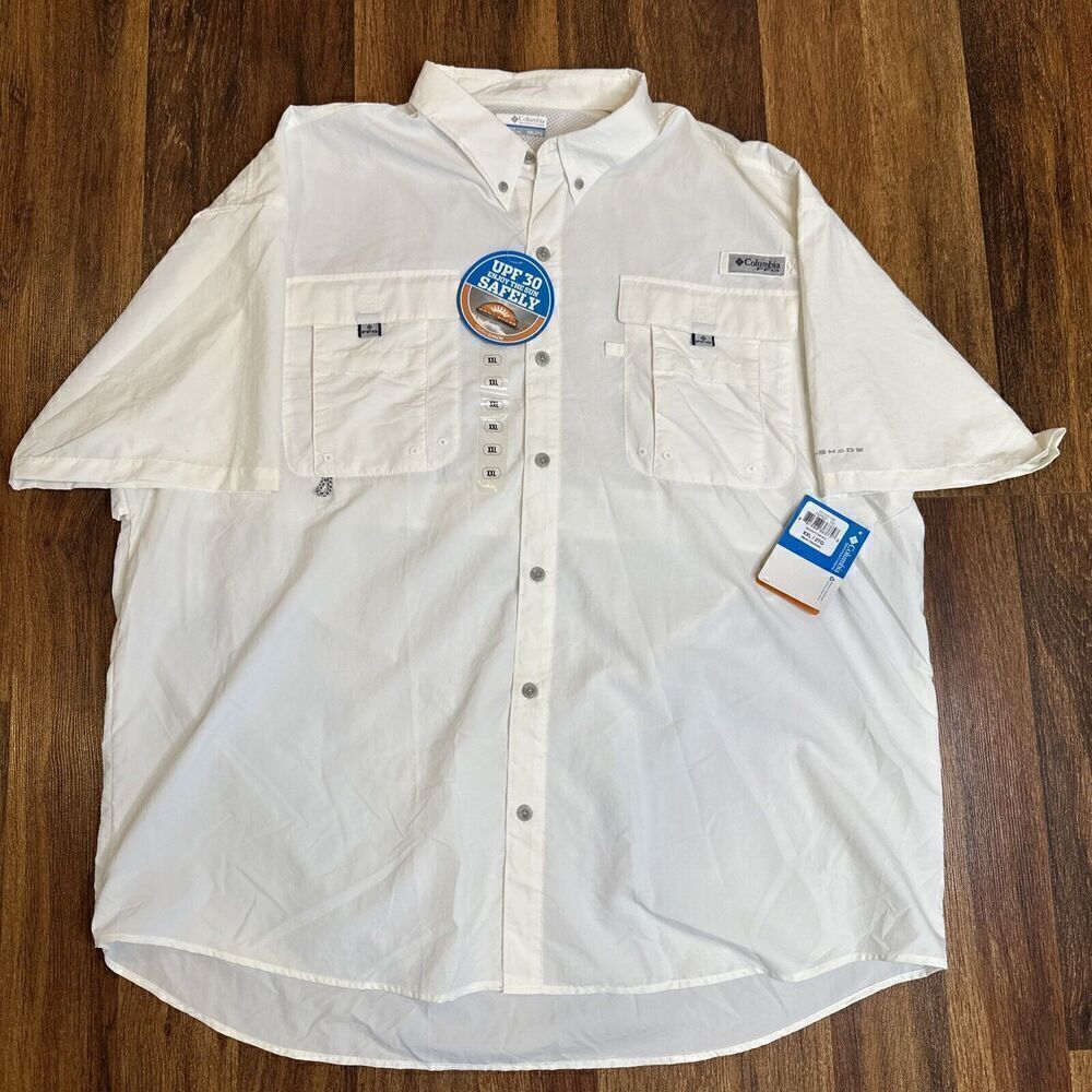 Columbia 7047 Men's White Bahama II Short-Sleeve Shirt